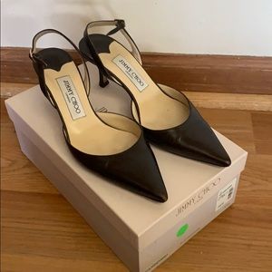 Jimmy Choo Lizzie Kid Leather Slingback Heels